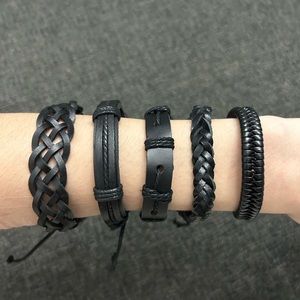 5 Leather Cinch Braided Strap Bracelets